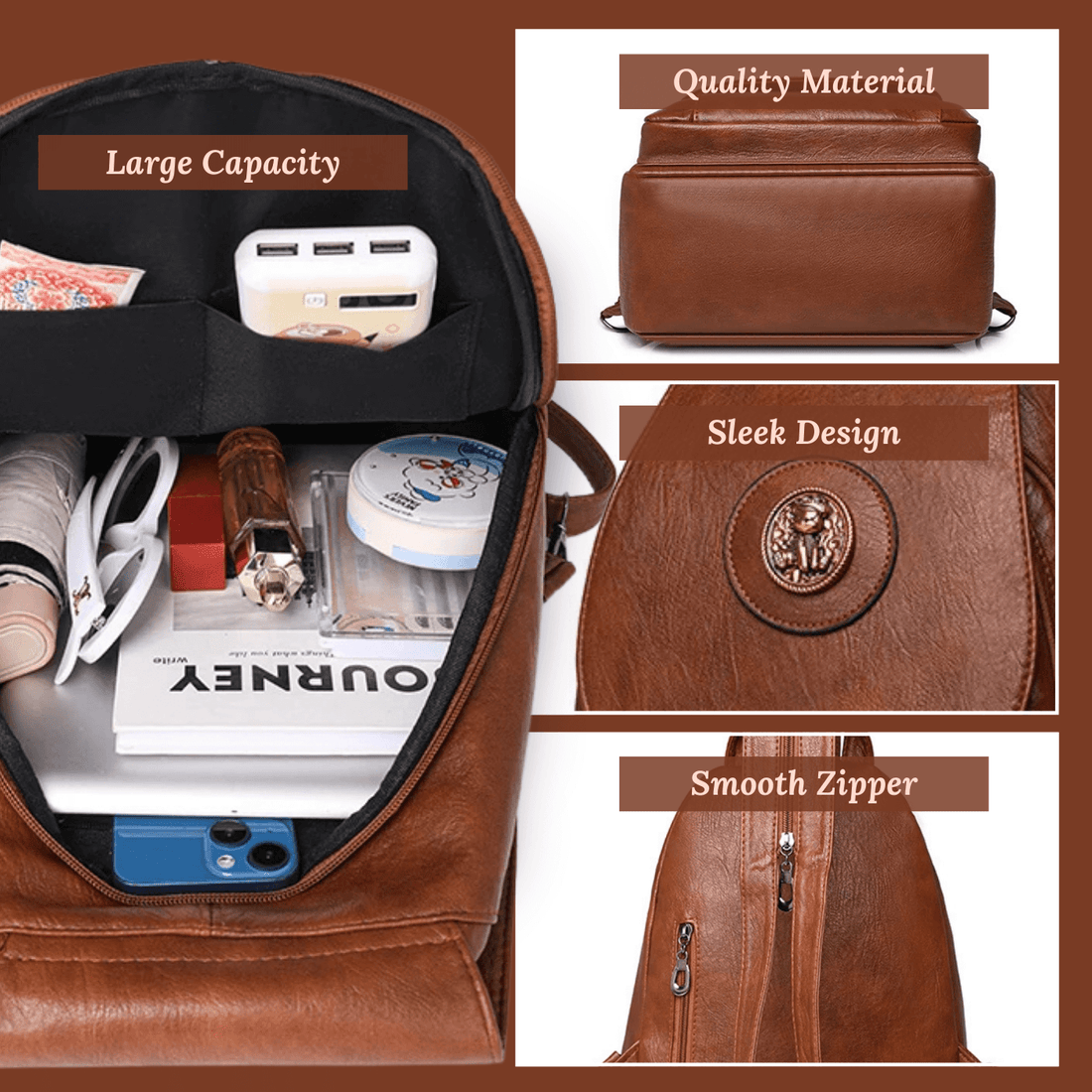 Claudia Backpack, inside & details, product photo 5